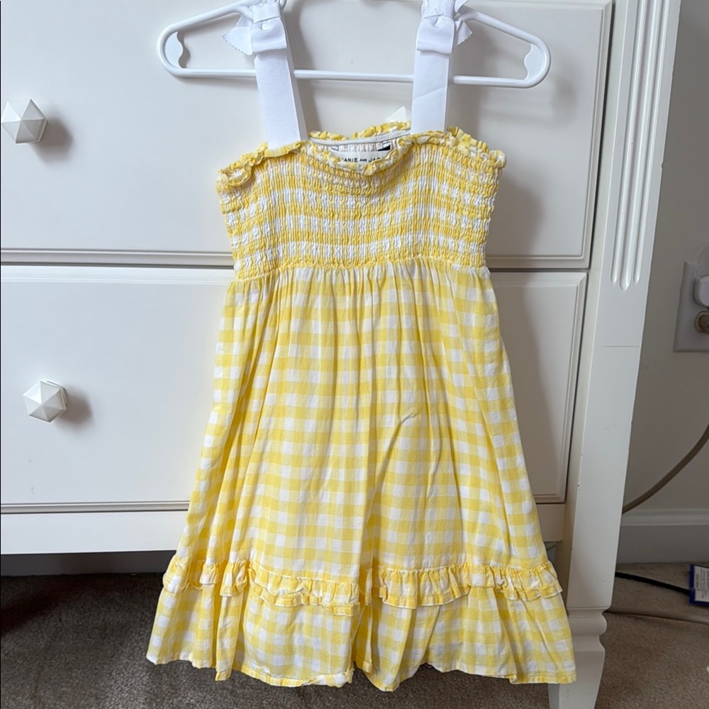 Janie and Jack Yellow Gingham toddler girl Dress. Size 3t.